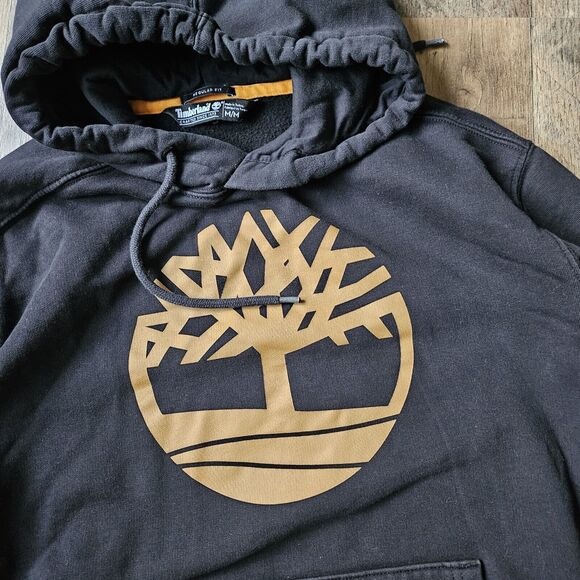 Timberland Core Tree Logo Pullover Hoodie Black Size Medium. EUC. Regular Fit - Picture 4 of 7